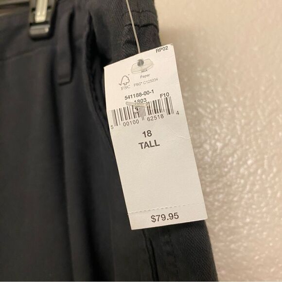Gap Mid Rise Wide-Leg Khakis black cotton tincel lyocell slacks trouser 18 tall - Picture 8 of 13